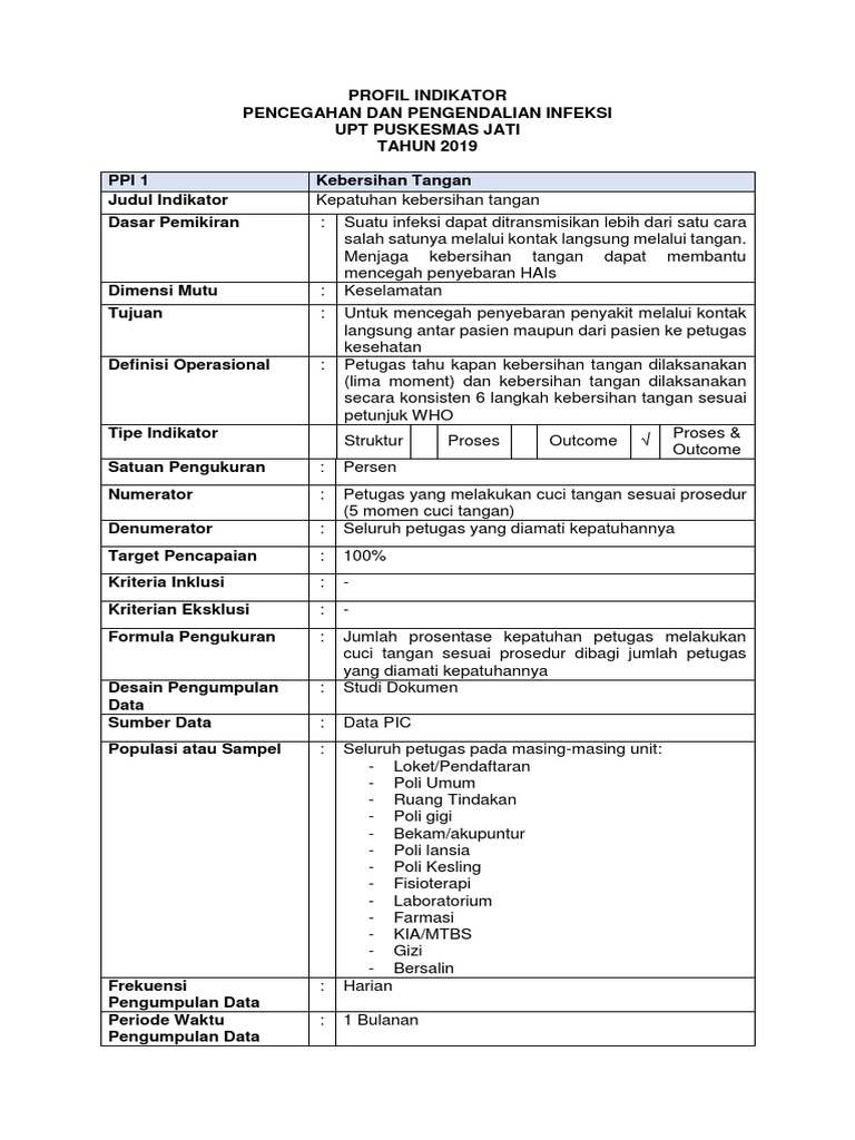 Profil Indikator PPI Puskesmas 2019