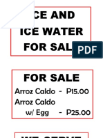 ICE AND ICE WATER FOR SALE - SNACKS AND MEALS