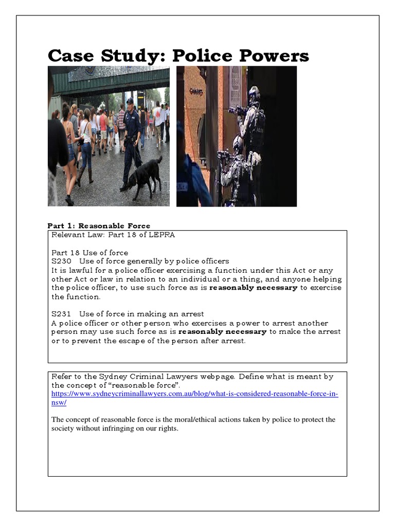 Police Powers and Reasonable Force Analysis | PDF | Police | Discretion
