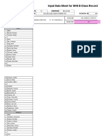 Learners' Names: Input Data Sheet For SHS E-Class Record