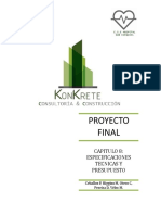 Especificaciones técnicas y presupuesto proyecto