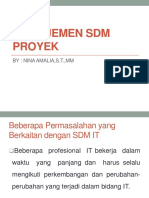 Manajemen SDM Proyek: By: Nina Amalia, S.T.,MM
