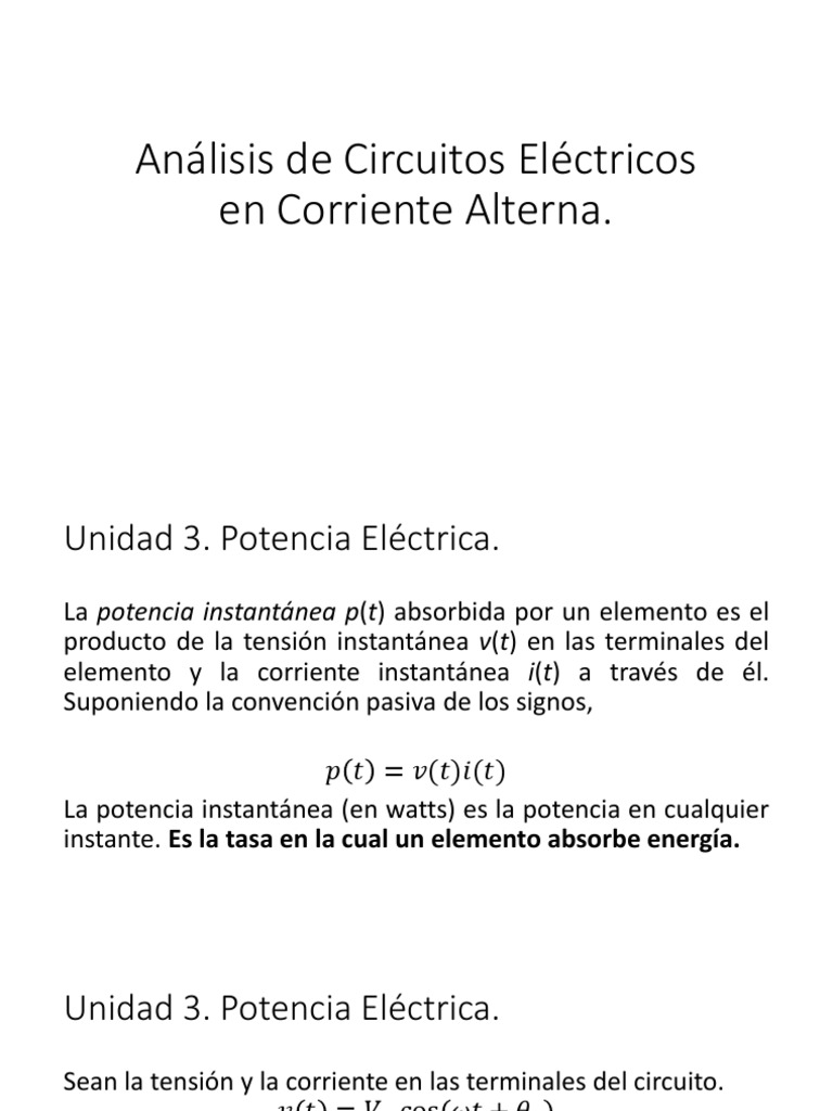 Unidad 3 Potencia Eléctrica ACE - CA | PDF | Energia electrica ...