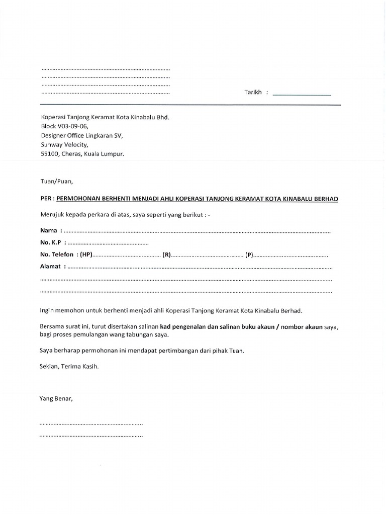 Borang Berhenti Menjadi Ahli Koperasi Pdf