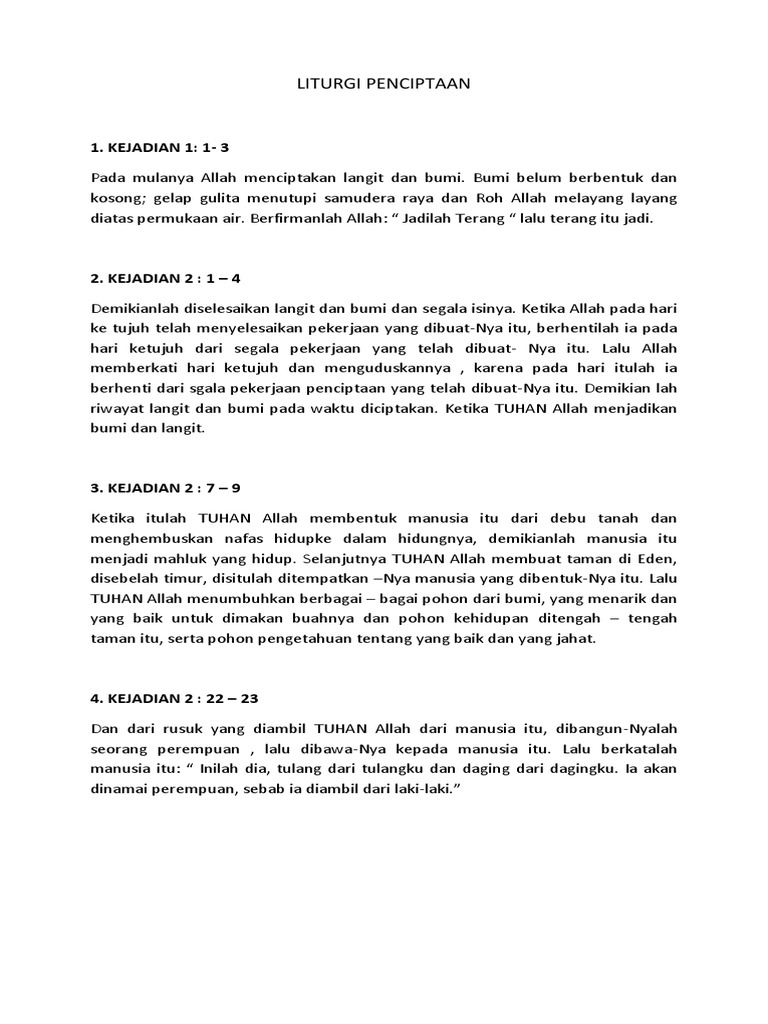 Liturgi Penciptaan Pdf