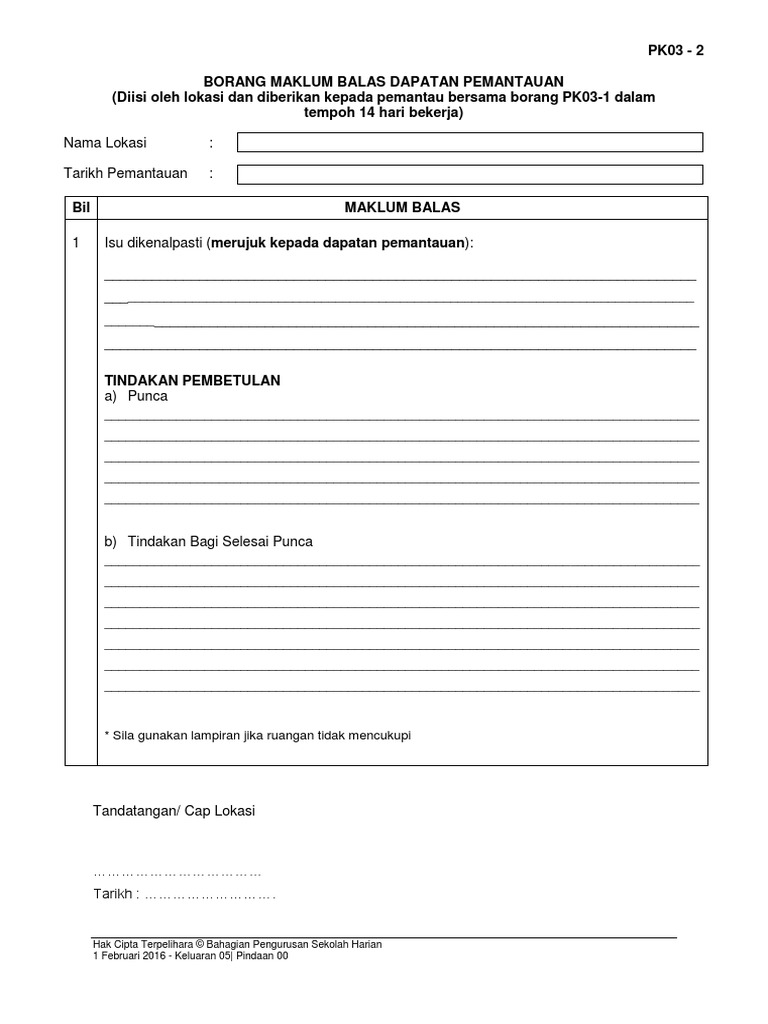 Borang Rumusan Pemantauan Pdf