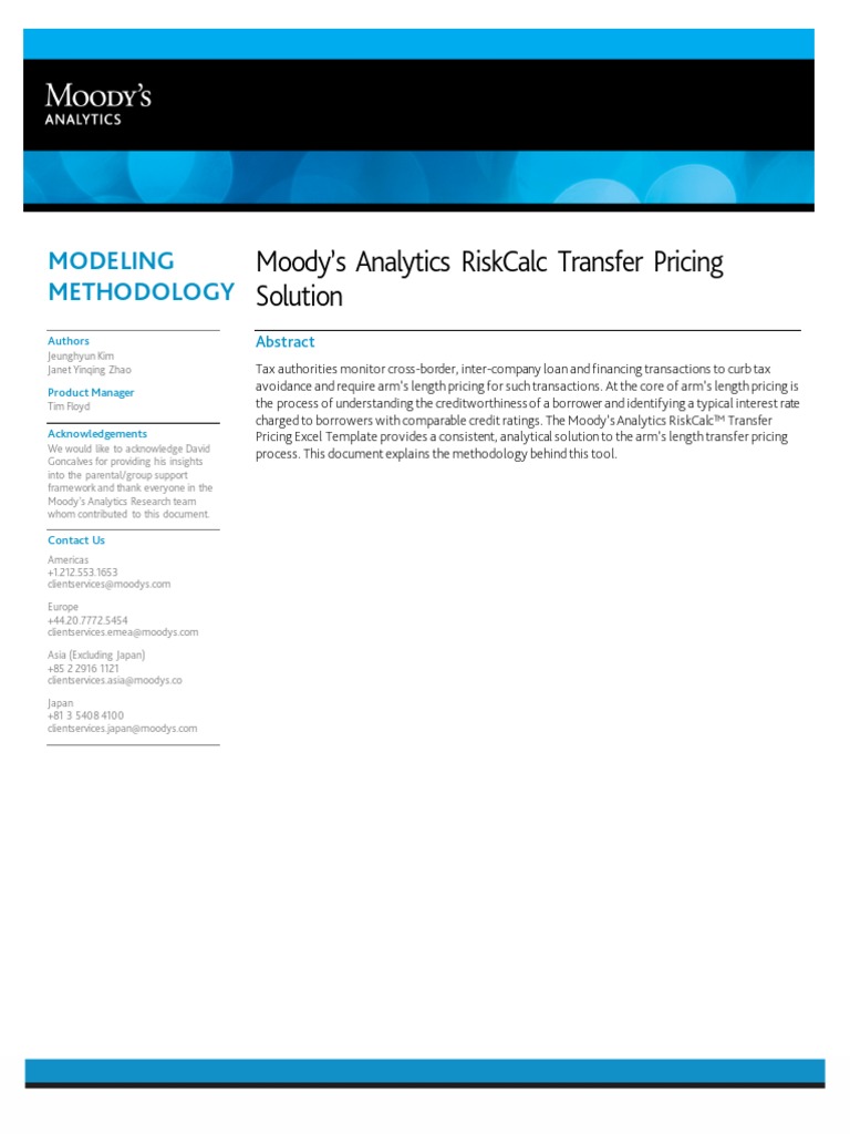 Moodys Analytics Riskcalc Transfer Pricing Solution | PDF | Moody's ...