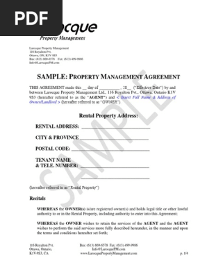Property Management Agreement