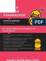 PAGBASA TUNGO SA PANANALIKSIK - Aralin 1