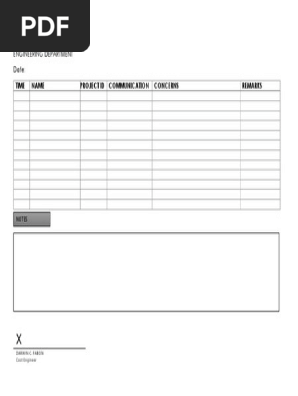 Daily Activity Log Sheet