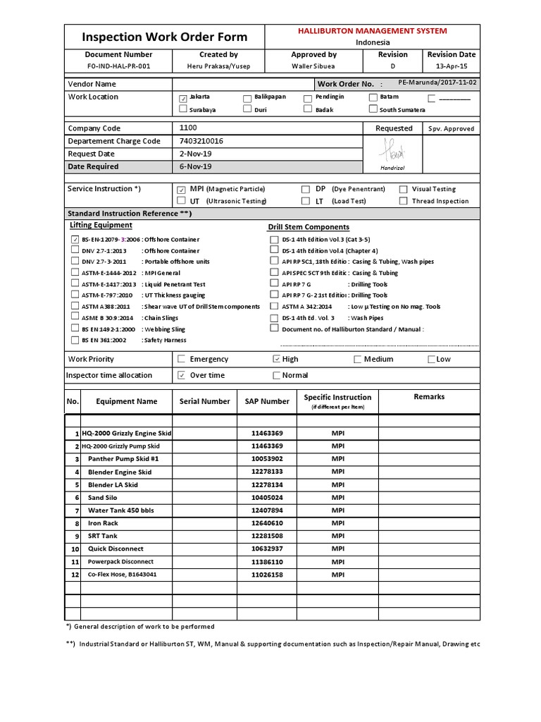 HALLIBURTON MANAGEMENT INSPECTION | PDF | Pipe (Fluid Conveyance ...