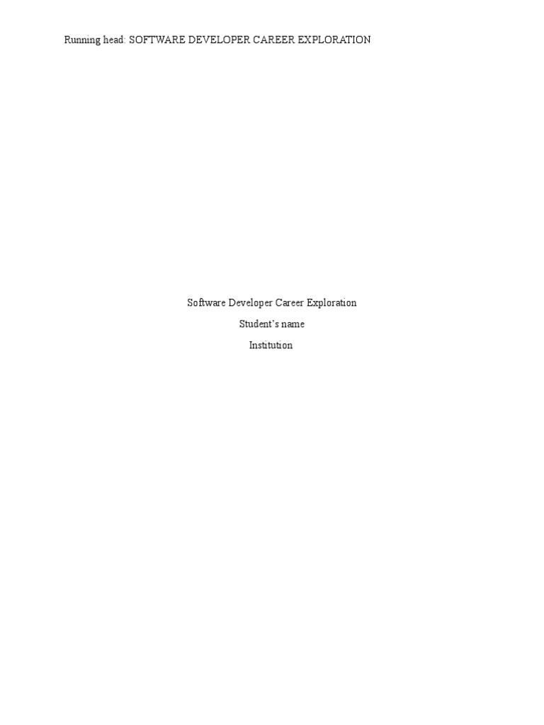 Software Developer Career Exploration | PDF | Programmer | Software ...