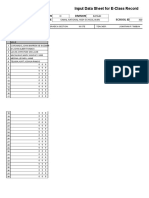 Input Data Sheet For E-Class Record: Region Division School Name School Id