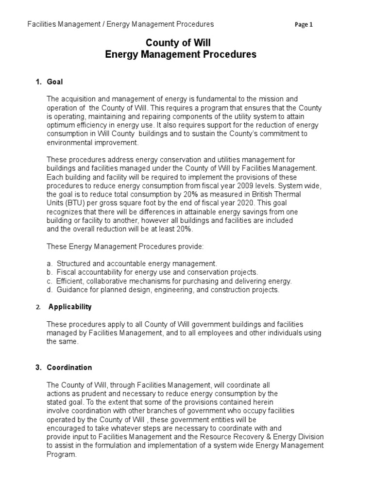 Will County Energy Management Procedures Final PDF Lighting