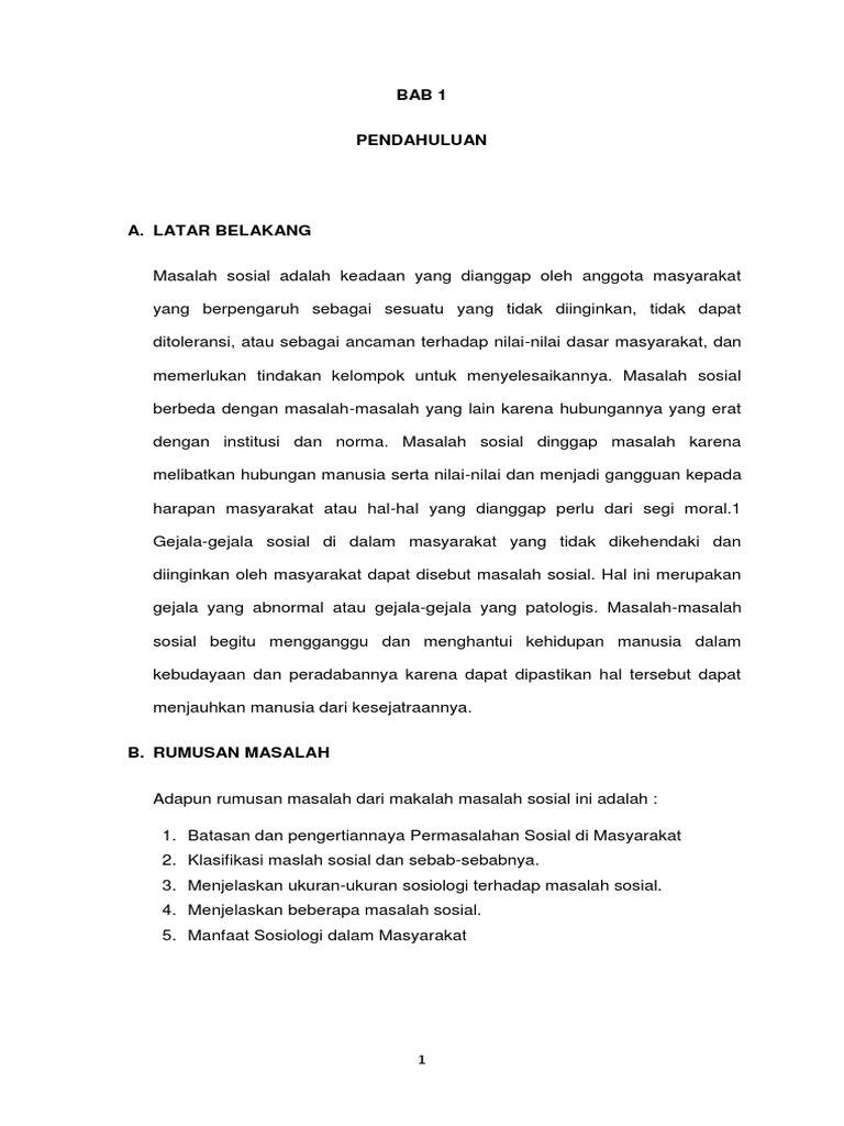 Makalah Permasalahan Sosial Di Masyarakat