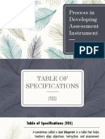 Table of Specifications