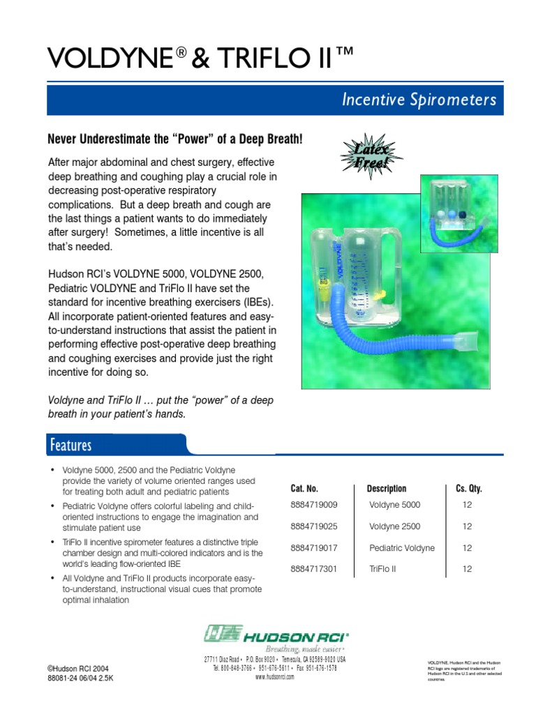 Voldyne & Triflo Ii™ Incentive Spirometers PDF Breathing Cough