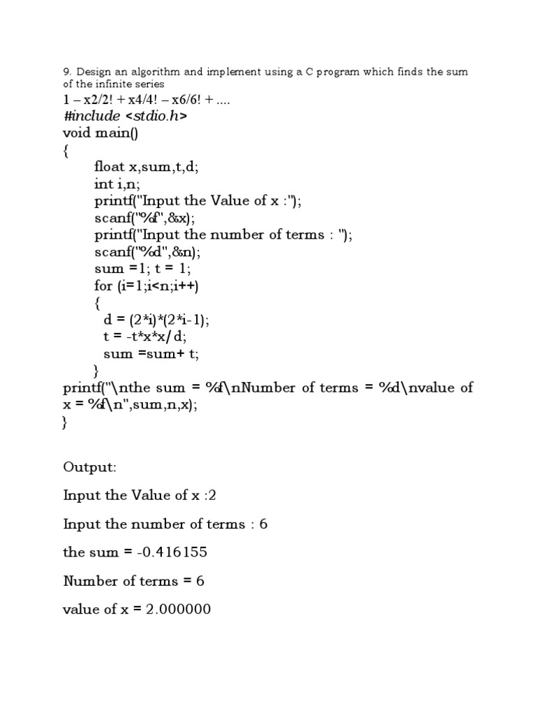 #Include : 9. Design An Algorithm and Implement Using A C Program Which ...