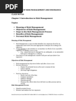 Principles of Risk Management and Insurance Class Notes Chapter 3 Introduction To Risk Management Topics