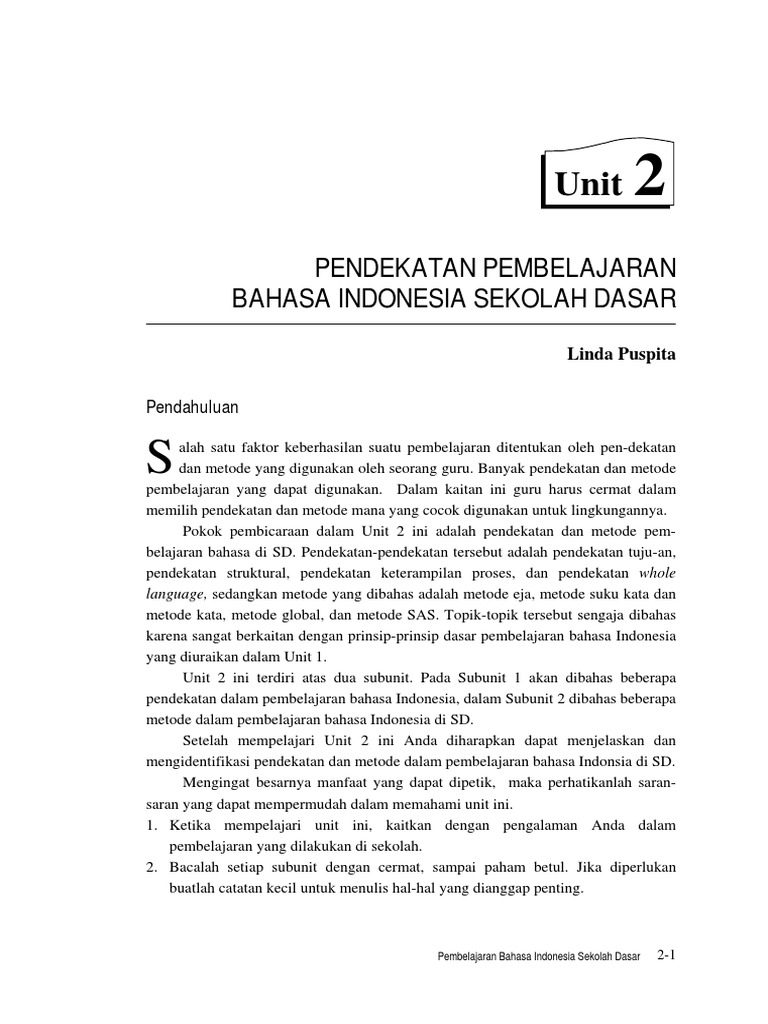 Pendekatan dan Metode Pembelajaran Bahasa SD | PDF