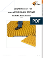 Specification Sheet For Aeron Make FRP/GRP Gratings Molded & Pultruded