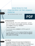 Introduction To The Philosophy of The Human Person: Mr. Raymond Irvin T. Sicat