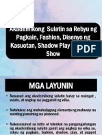 Akademikong Sulatin Sa Rebyu NG Pagkain, Fashion, Disenyo NG Kasuotan, Shadow Play at Puppet Show