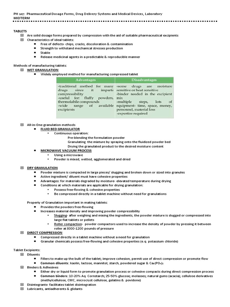 Tablet Manufacturing and Evaluation Guide | PDF | Tablet (Pharmacy ...