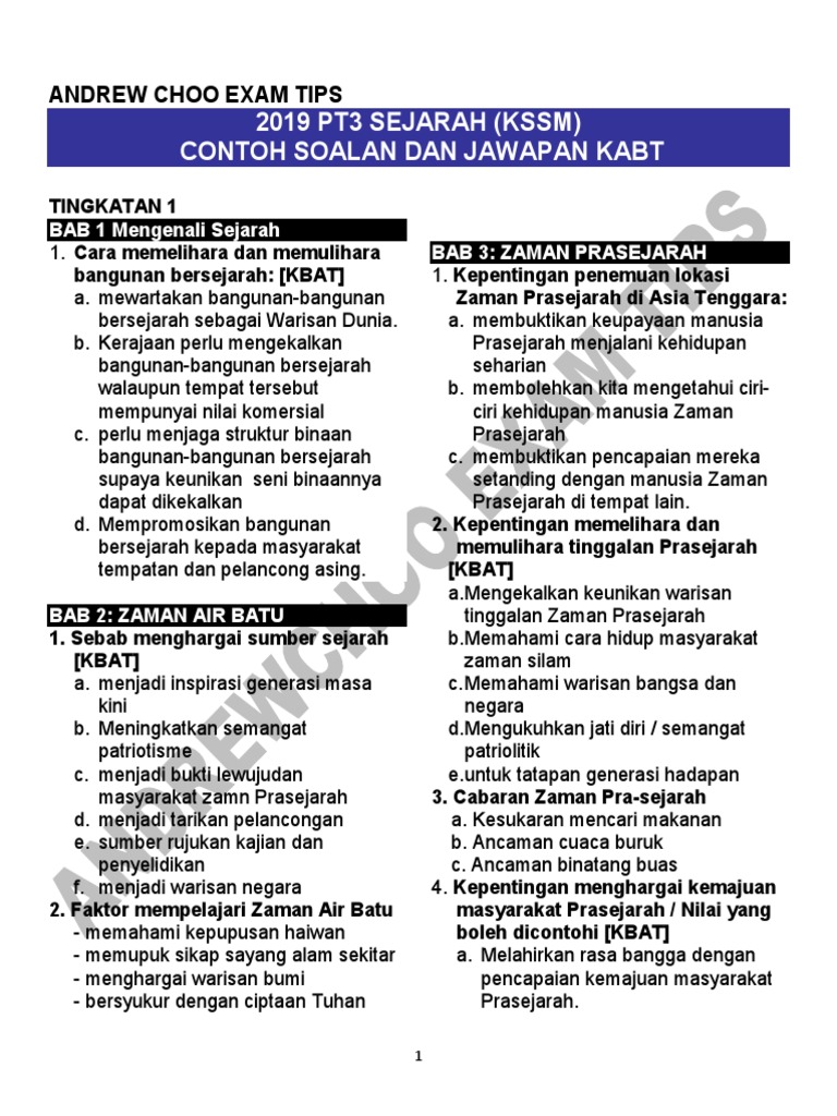 2019 Pt3 Sejarah Contoh Soalan Dan Jawapan Kbat image