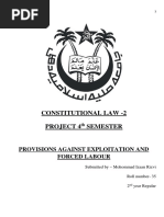 Constitutional Law - 2 Project 4 Semester: Provisions Against Exploitation and Forced Labour