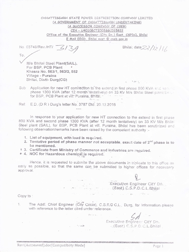 Letter From CSPDCL | PDF