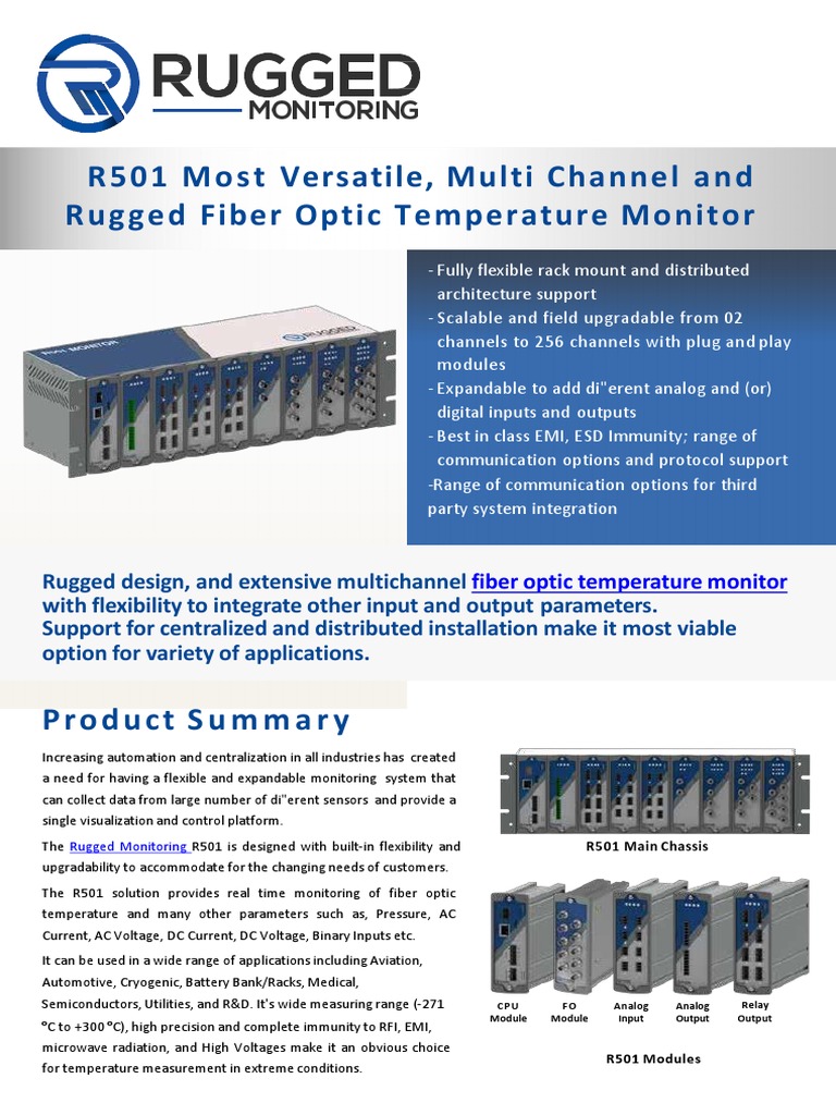 Rugged R501 Fiber Optic Monitor | PDF | Sensor | Input/Output