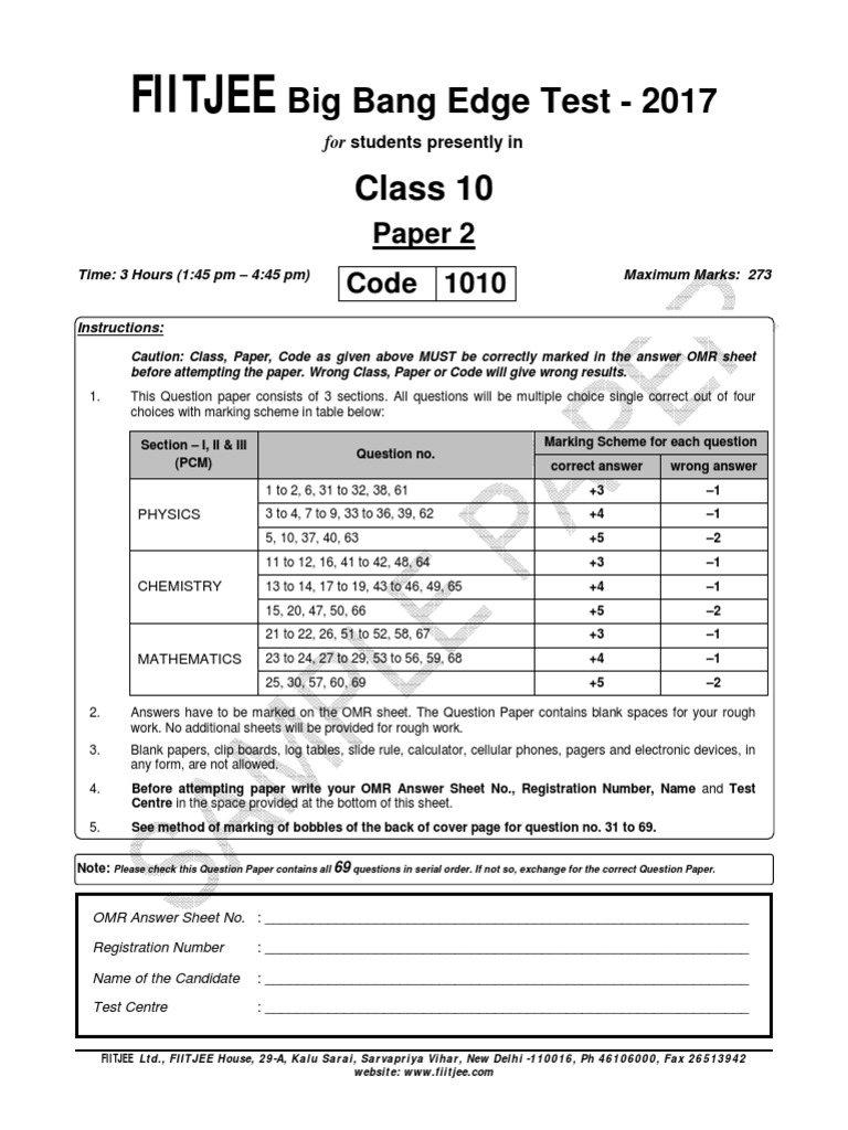 Fiitjee Big Bang Edge Test 2017 Series And Parallel Circuits 