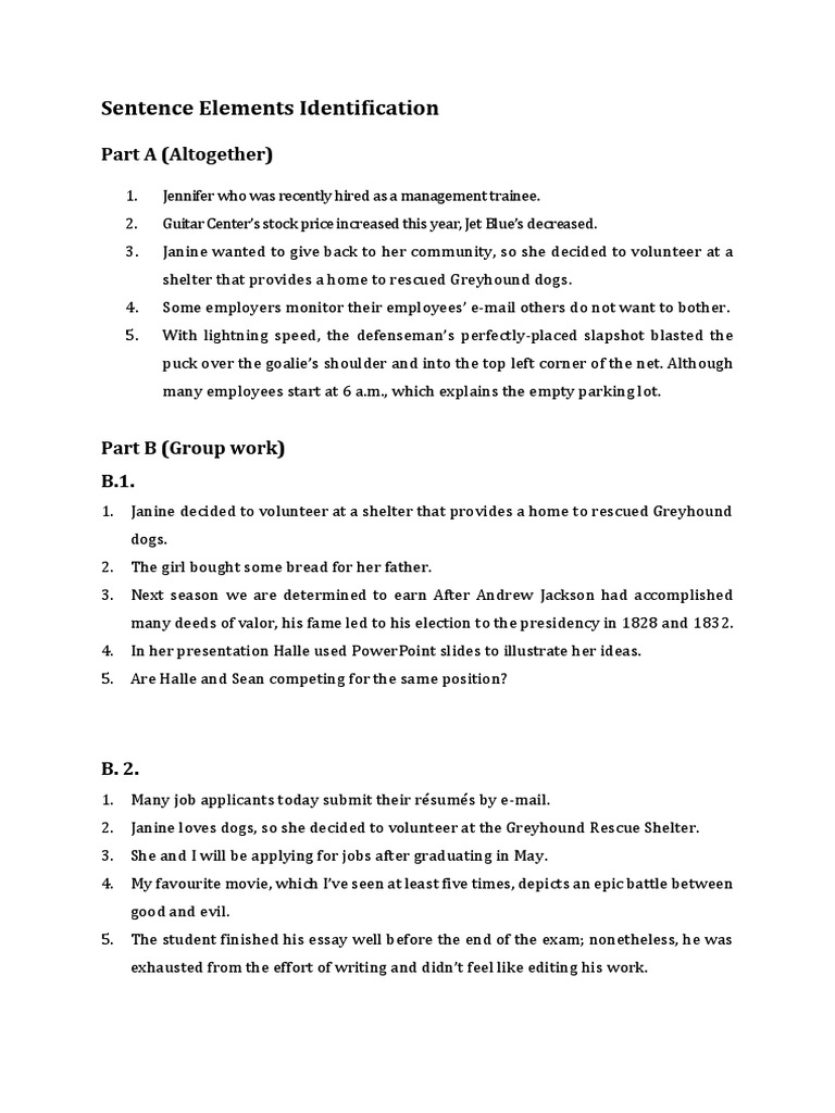 Task 2 Sentence Elements Identification PDF Perfume Nature