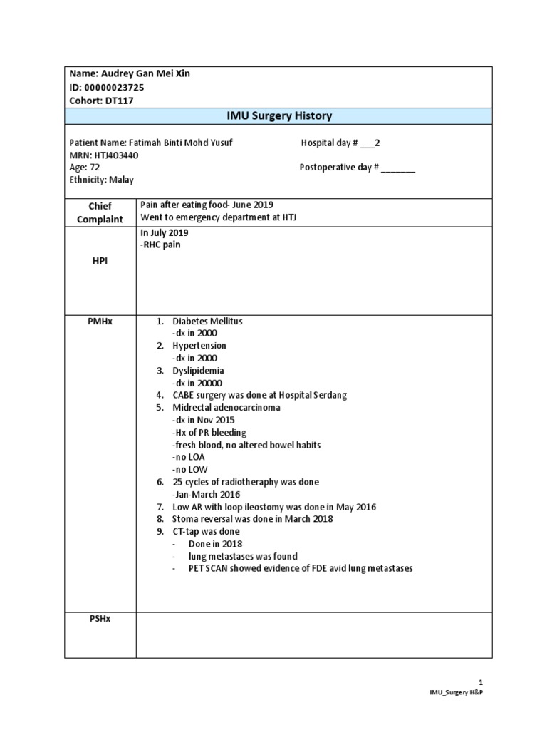 IMU Surgery HNP Template | PDF | Epidemiology | Clinical Medicine
