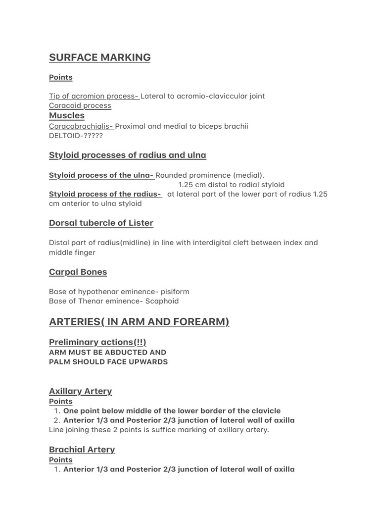 Surface Marking | Download Free PDF | Elbow | Human Anatomy