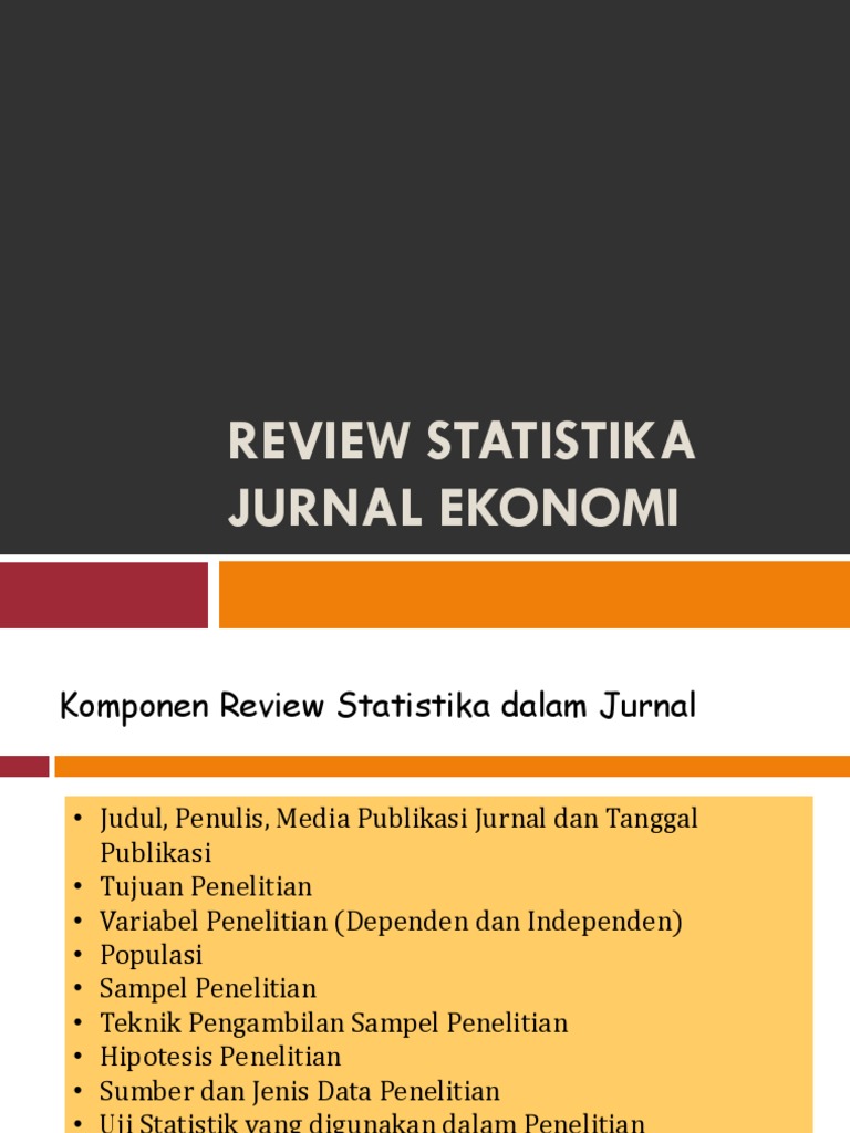 8 Review Statistika Jurnal Ekonomi Pdf