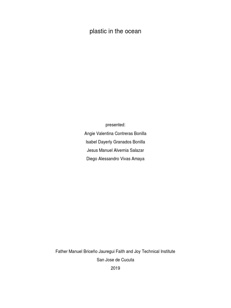 Plastic in The Ocean PDF Plastic Polymers