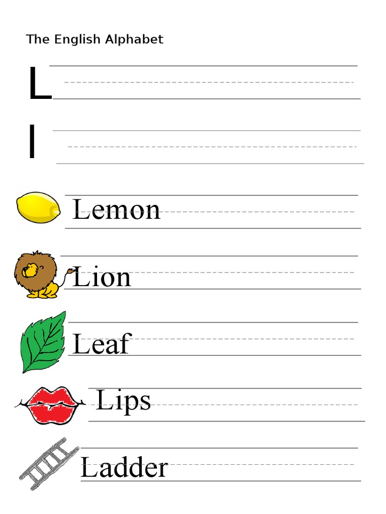 English Alphabet: Letter L Examples | PDF | Language Arts & Discipline ...