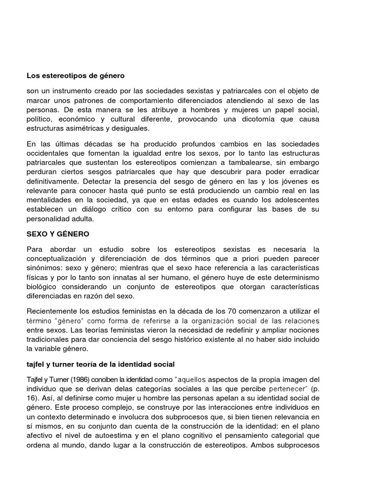 Estereotipos de género y su impacto | PDF | Género | Estudios de género
