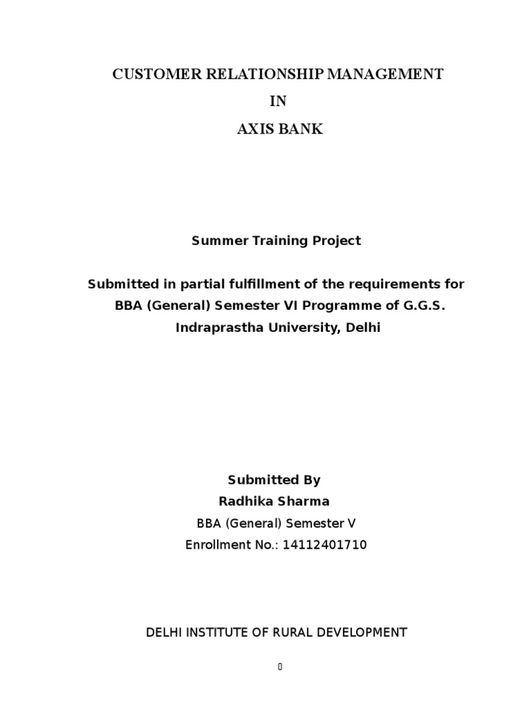 CRM in Axis Bank PDF Deposit Account Overdraft