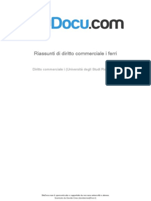 Riassunto DEL Manuale DI Diritto Commerciale PDF - sesta edizione campobasso  - - Studocu