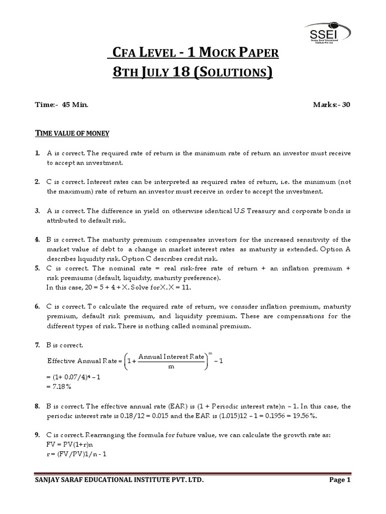 Solutions Paper Tvm Pdf Present Value Interest