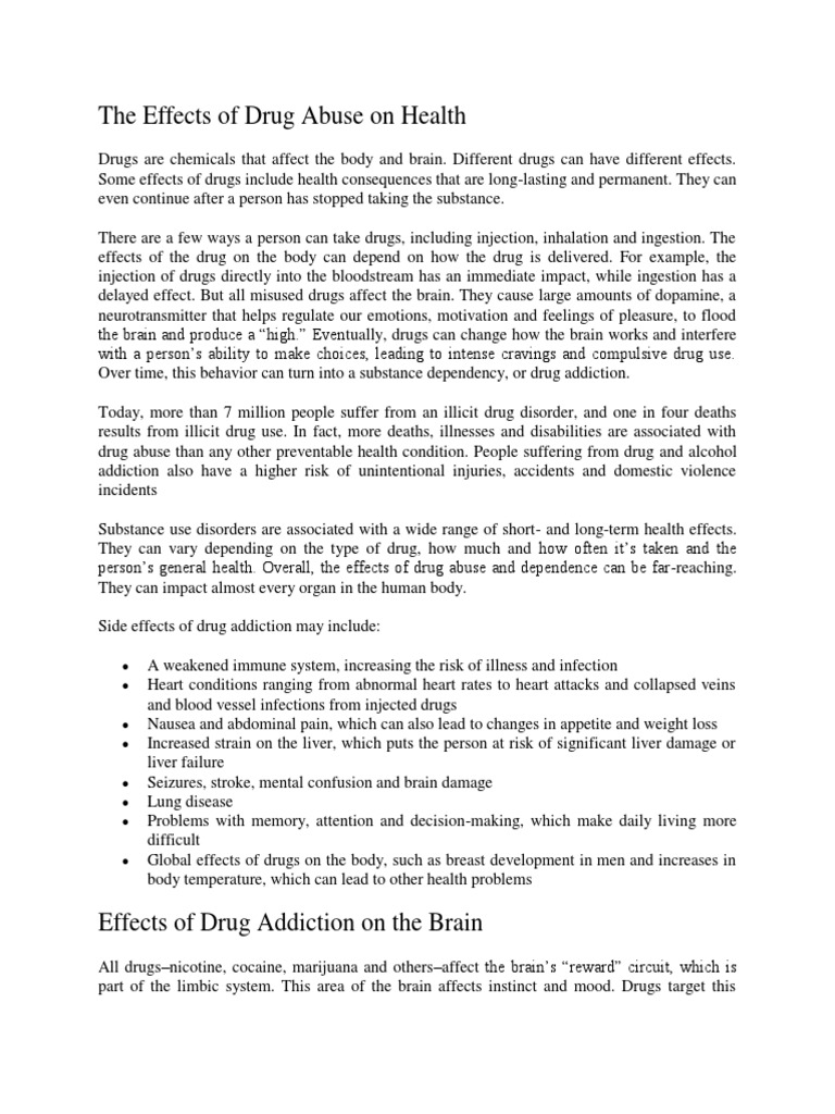 Health Impacts of Drug Abuse | PDF | Substance Abuse | Substance Dependence