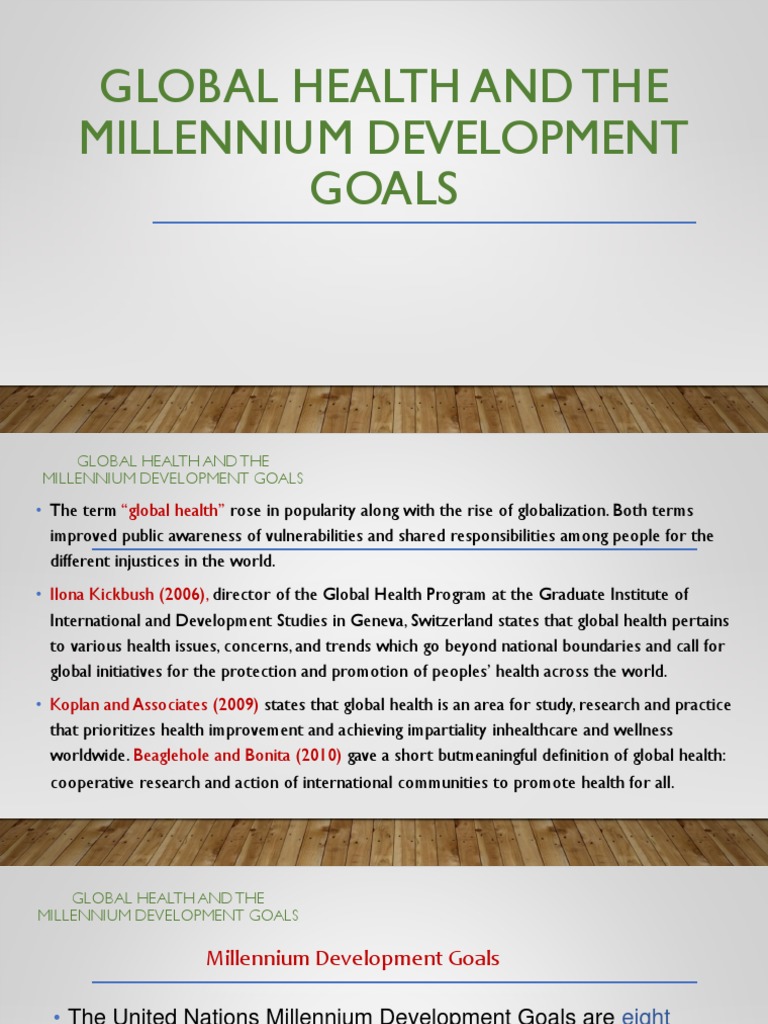 Global Health and The Millennium Development Goals PDF Millennium