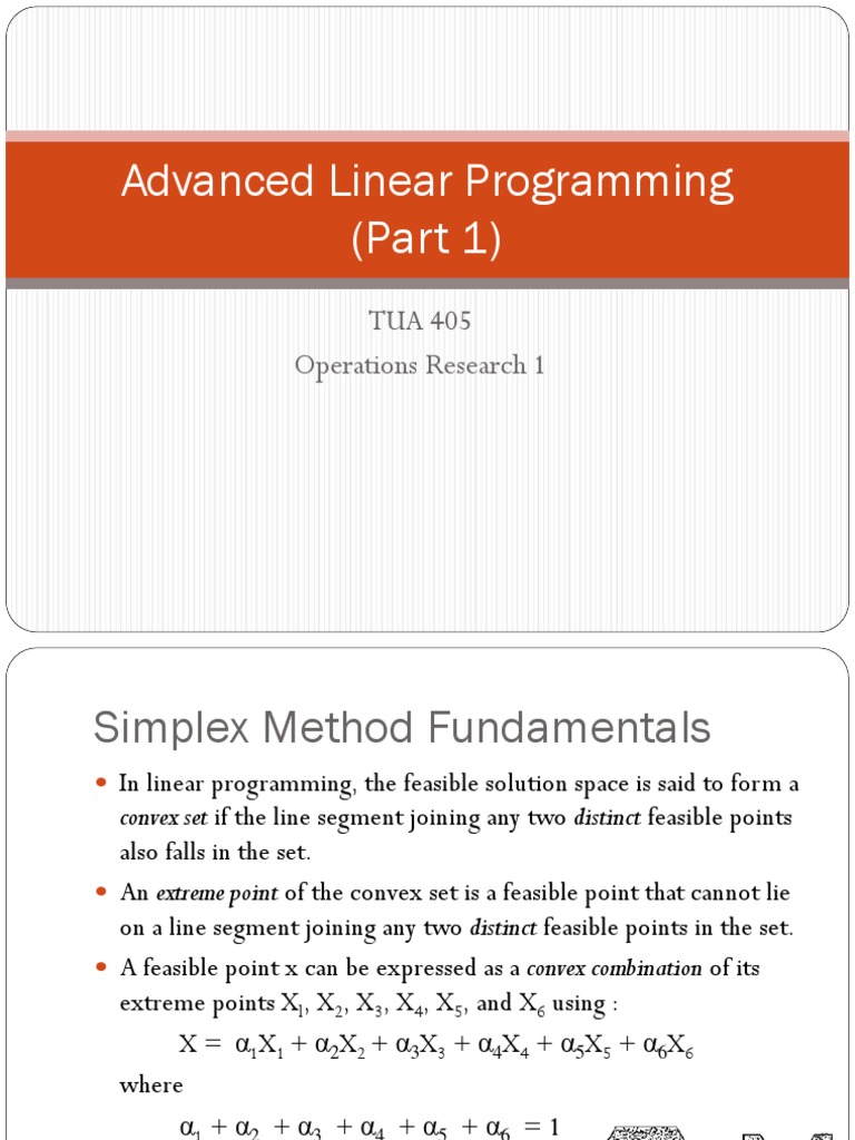Advanced Linear Programming | PDF | Mathematical Optimization | Linear ...