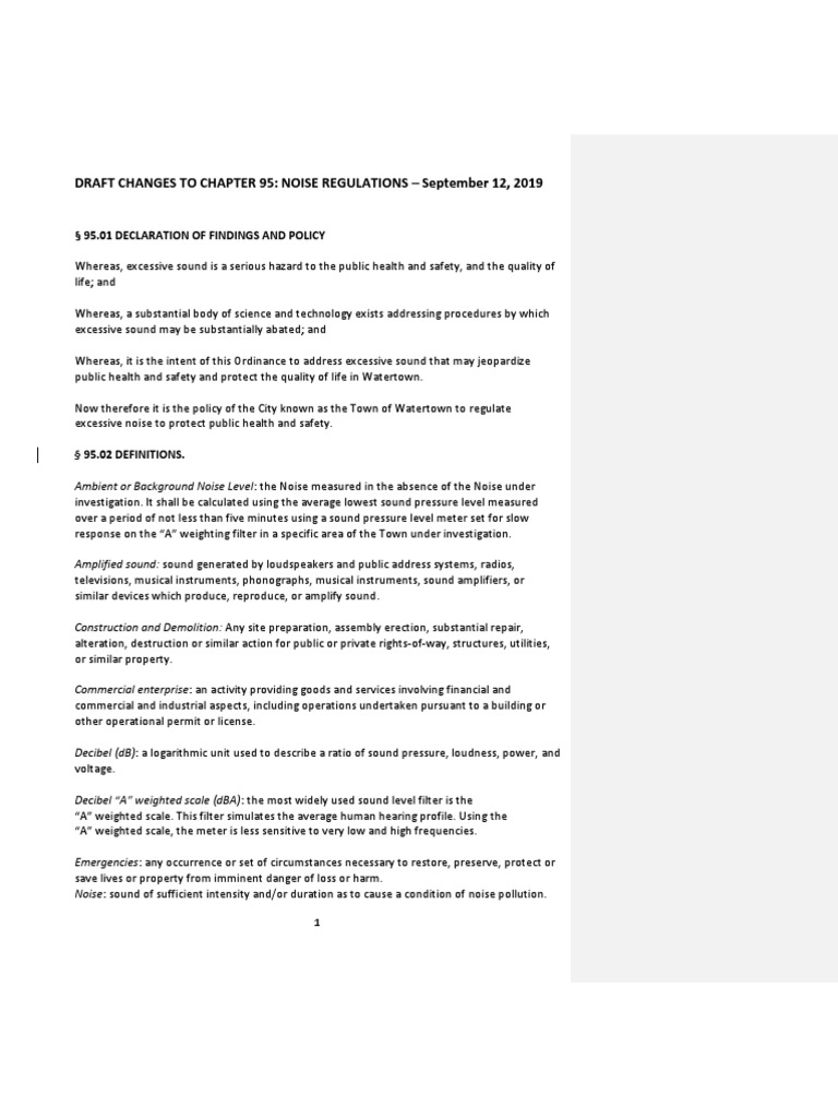 Noise Ordinance Draft 9.12.2019 PDF Noise Sound