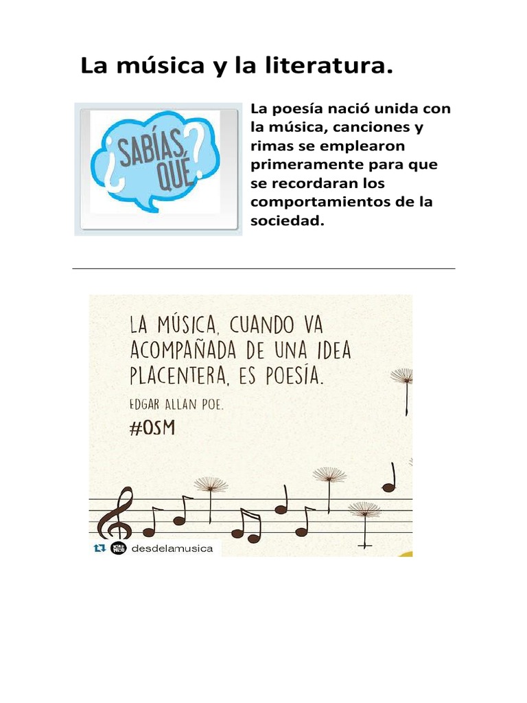 Música y Literatura: Conexiones Culturales | PDF | Entretenimiento ...