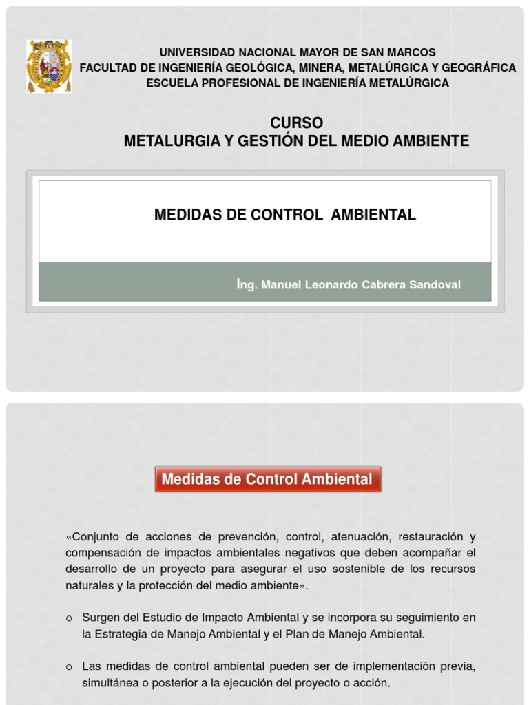 Medidas de Control Ambiental en Proyectos | PDF | Evaluación de impacto ...
