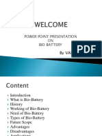 Power Point Presentation ON Bio Battery: by Vaibhav